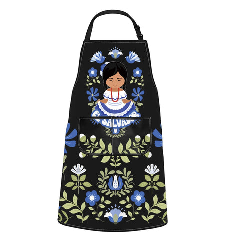 WCGXKO el-salvador-inspired-apron floral design protects clothing during cooking tasks.