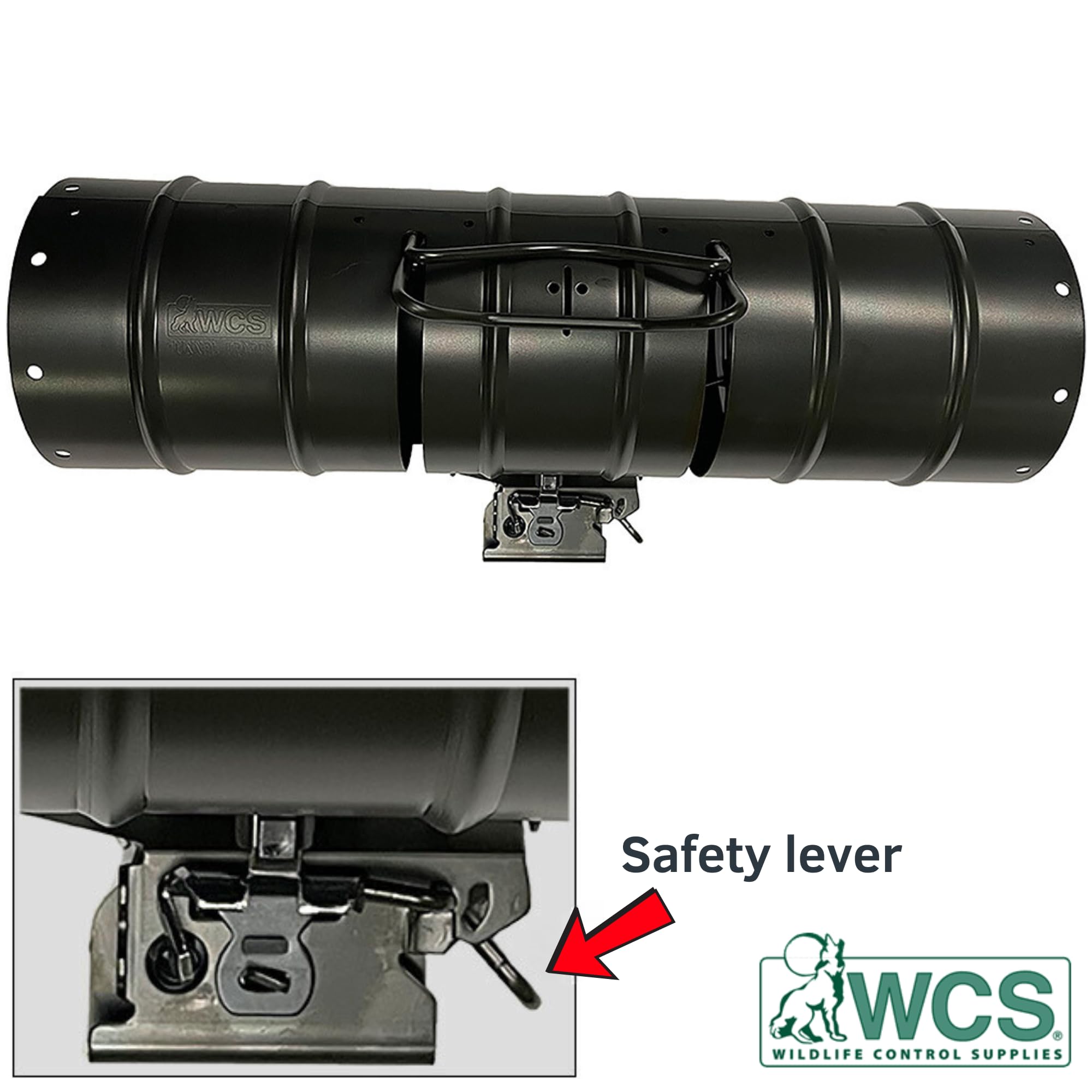 WCS Easy Set Tube Squirrel Trap rust-resistant steel for outdoor use
