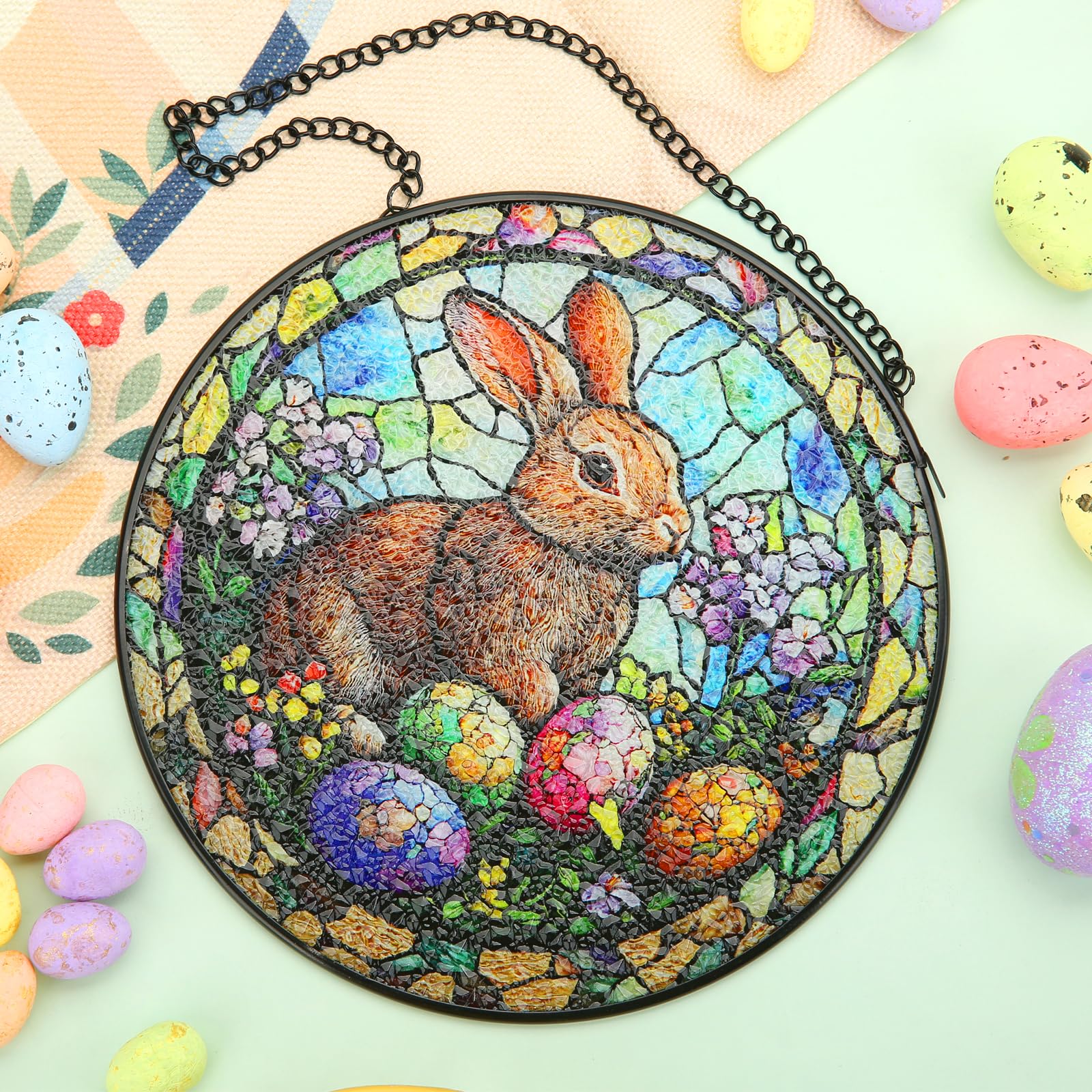 WDARTG Hand-painted Easter ornament adds color and charm to walls or windows.
