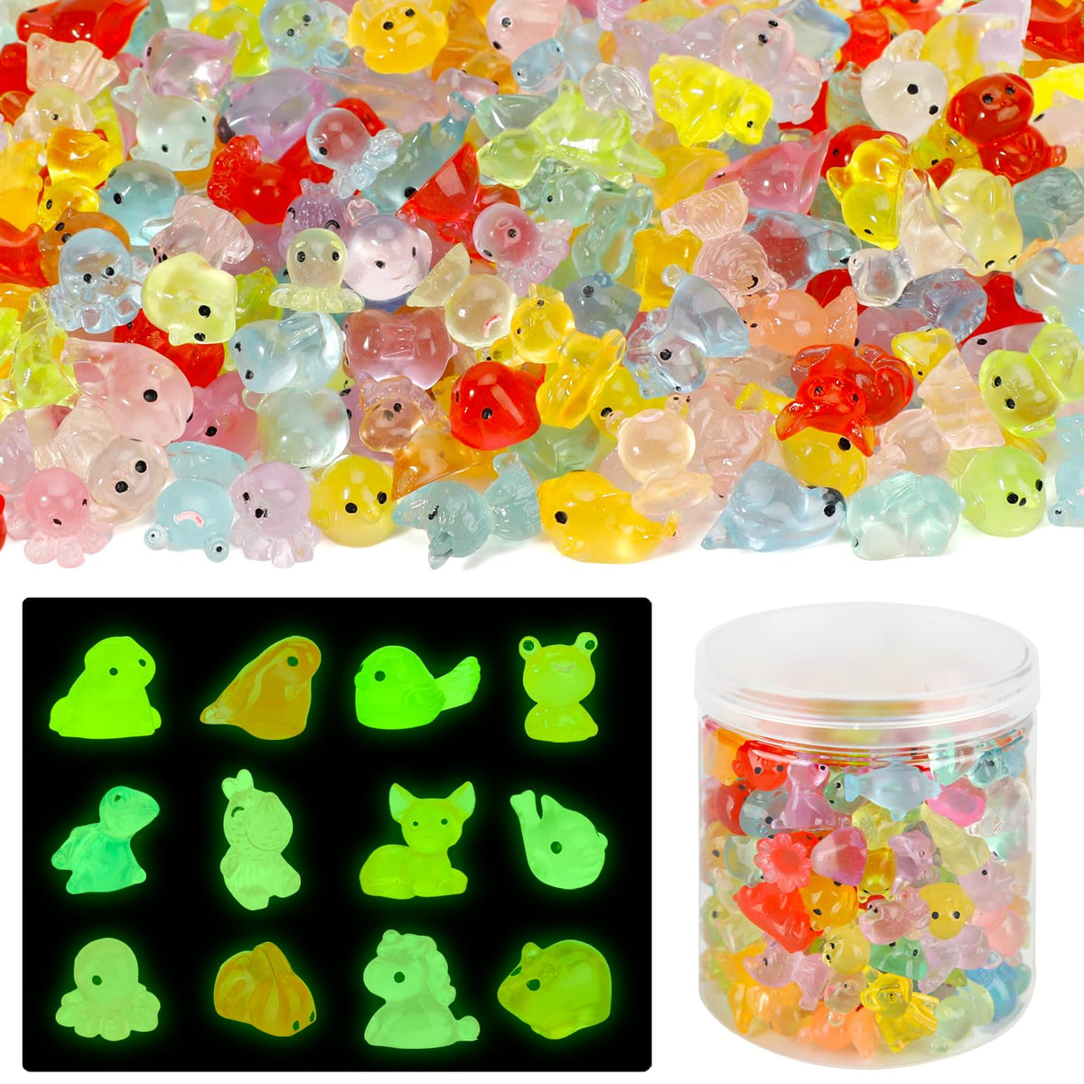 WDARTG glow in the dark mini resin animals for playful scavenger hunts and decor.