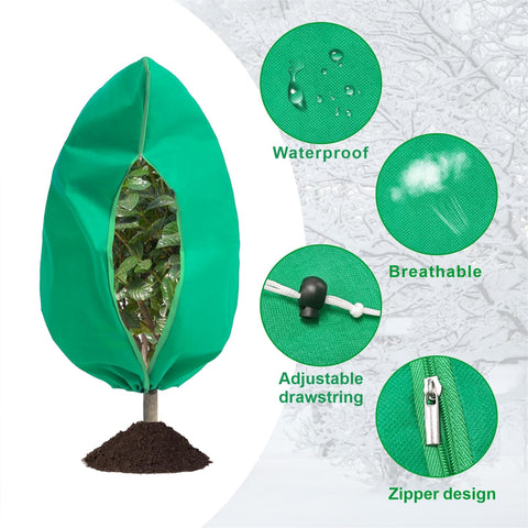 WDBG universal-fit plant cover with a drawstring base to seal out cold winds