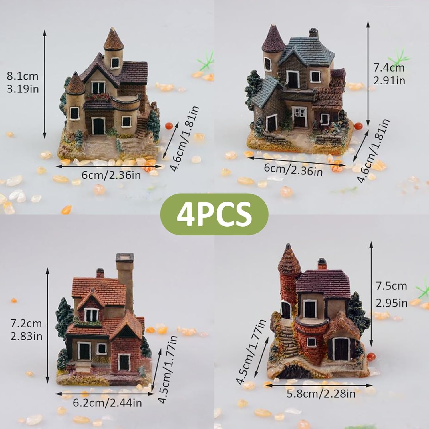 wdcfxy fairy garden miniature homes image 2 present four unique designs for whimsical garden decor.