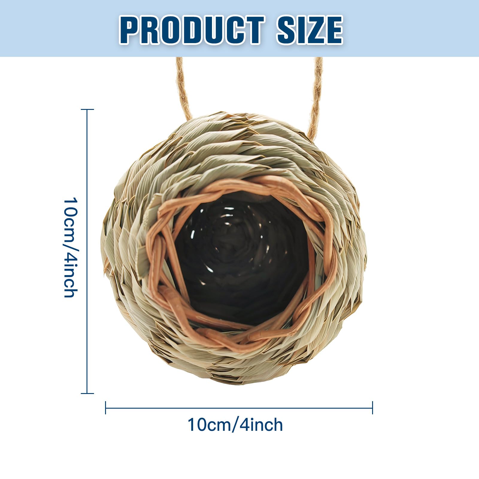 WDEFUN natural grass bird hut blends with yard scenery and invites pollinators.