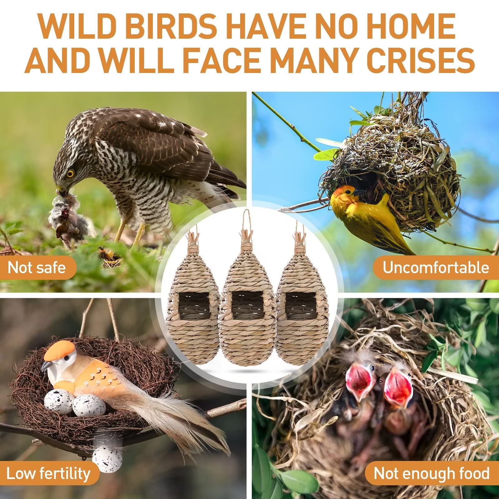 WDEFUN wren finch bird house garden invites local birds to perch and nest.