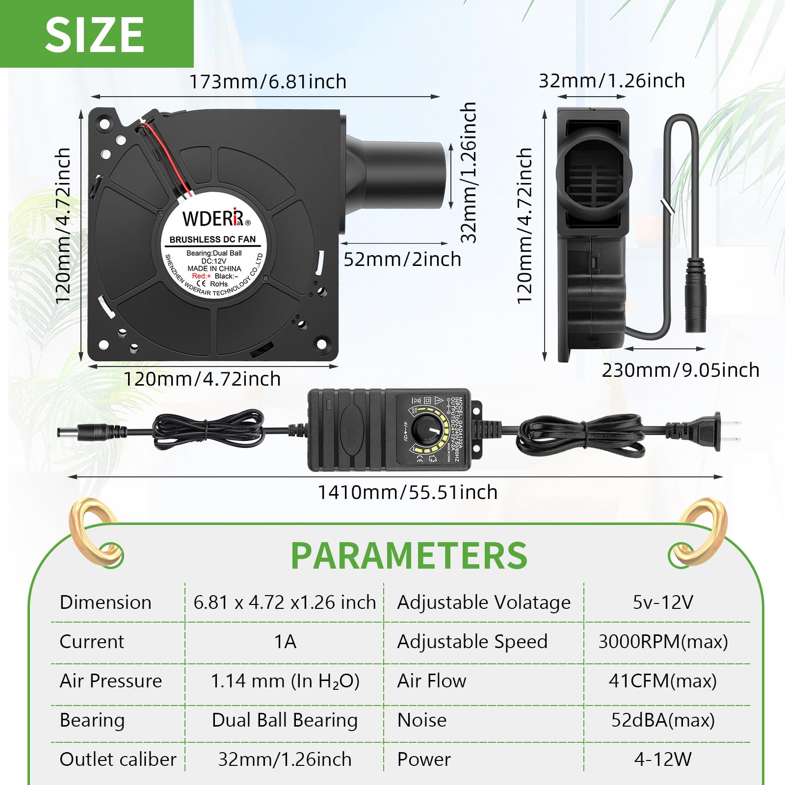 WDERAIR dual ball bearings promise long life under regular use.
