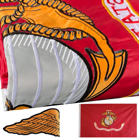 WDGG embroidered Marine Corps flag 3x5 ready for indoor or outdoor display.