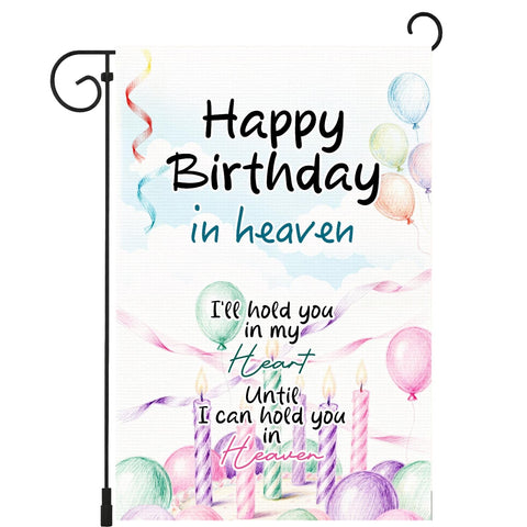 WDPHWTDP Happy Birthday in Heaven flag design for memorial display.