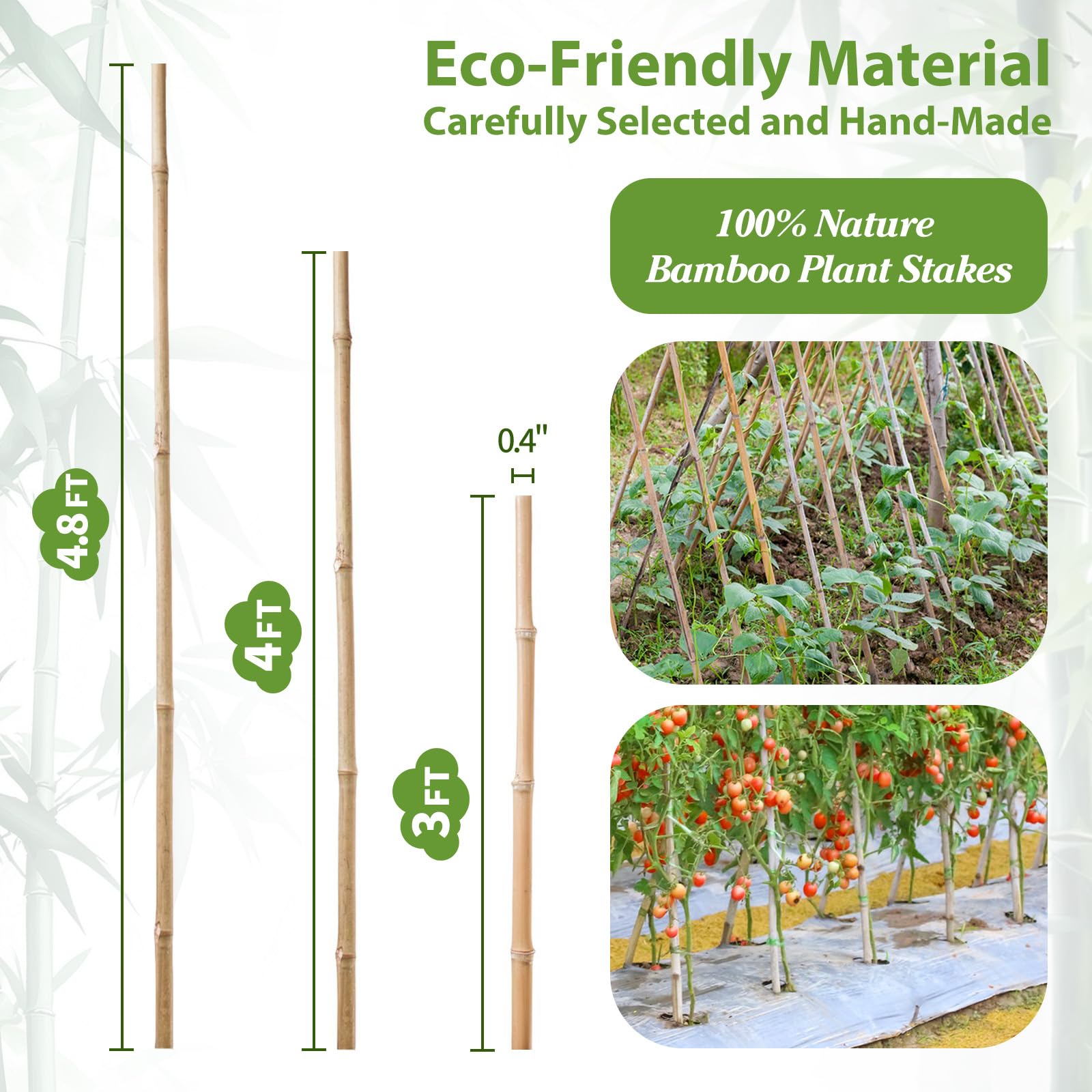 WDZZHOT bamboo sticks for tomatoes help keep vines upright.