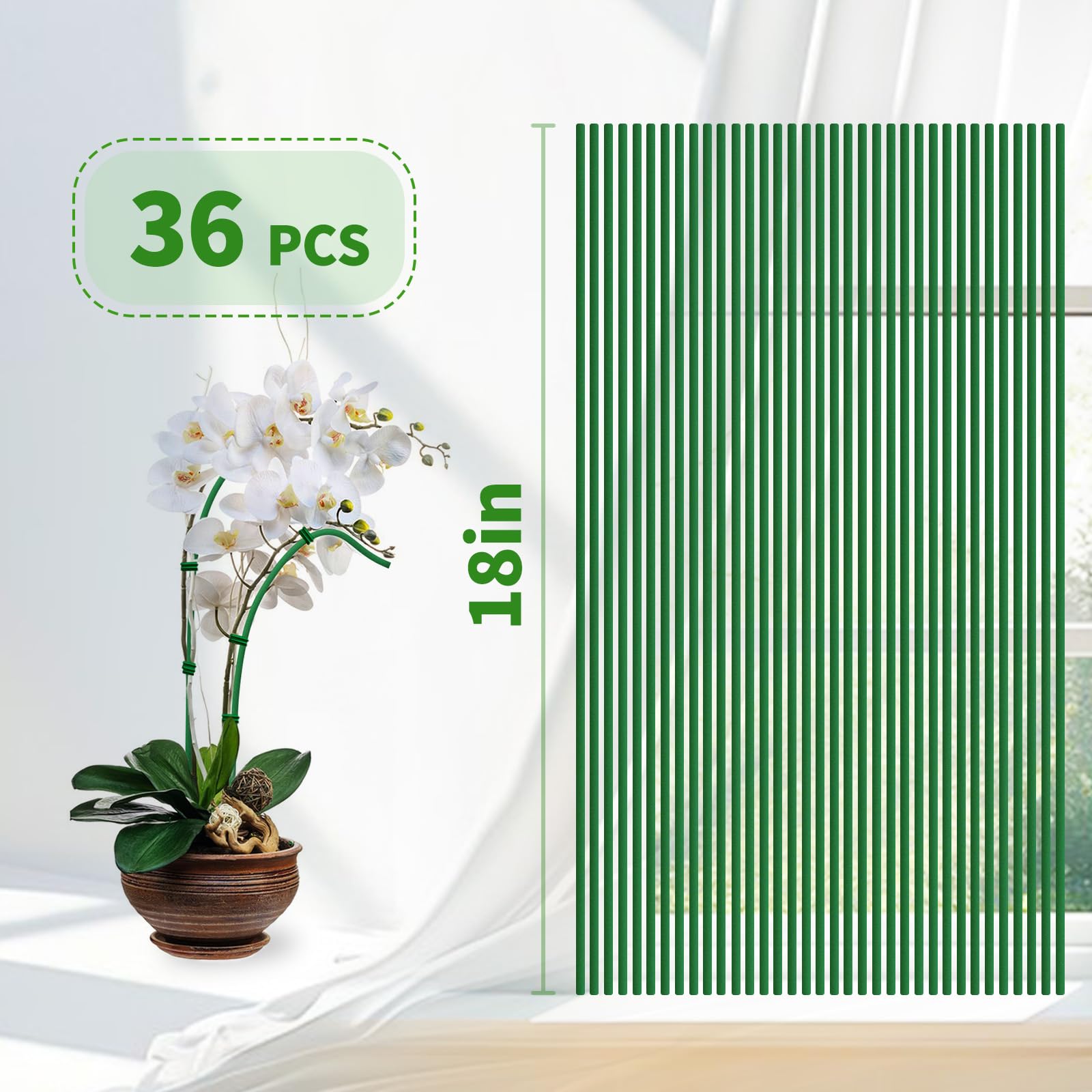 WDZZHOT 36 twist-ties accompany the stakes for secure plant attachment.