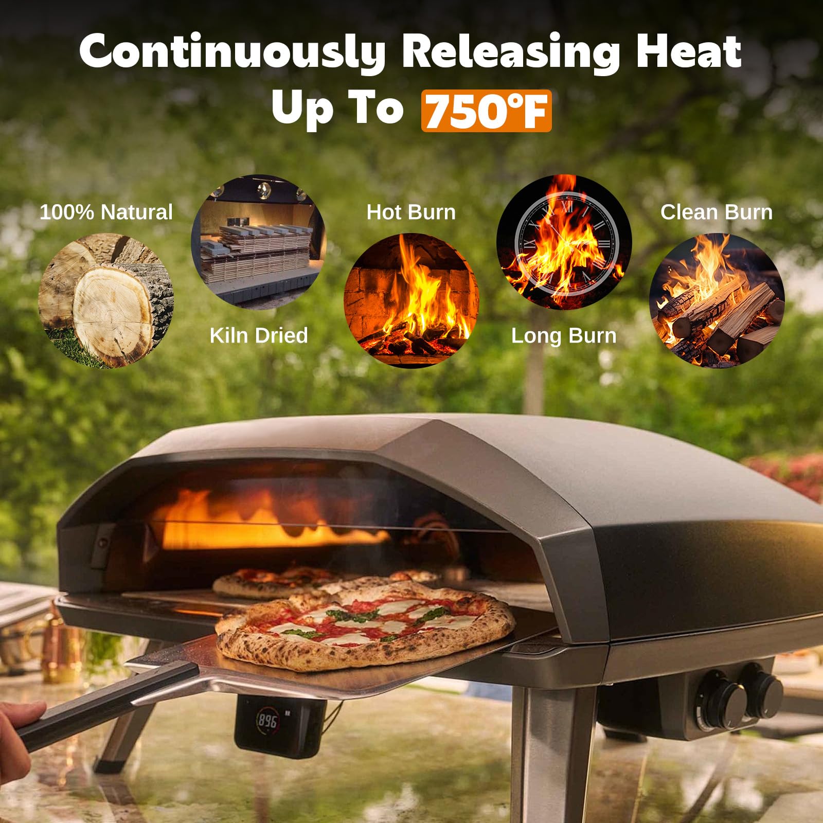 W&E Choice kiln-dried oak logs provide uniform heat for even crusts