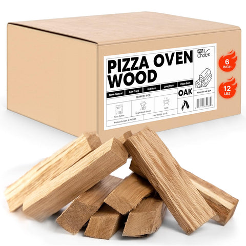 W&E Choice pizza wood 6-inch logs in a box for quick, even heat in pizza ovens