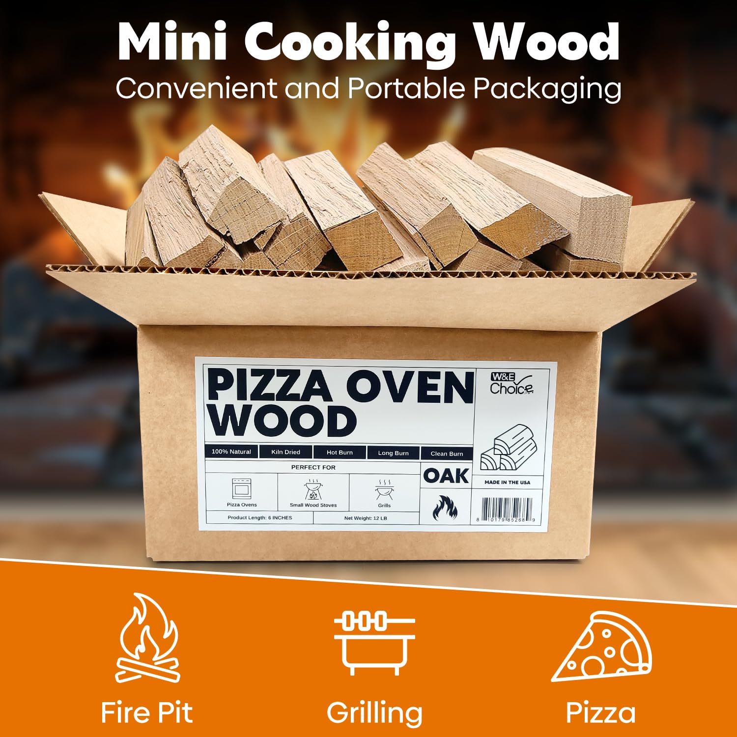 W&E Choice oak logs add a subtle smoky flavor to pizzas