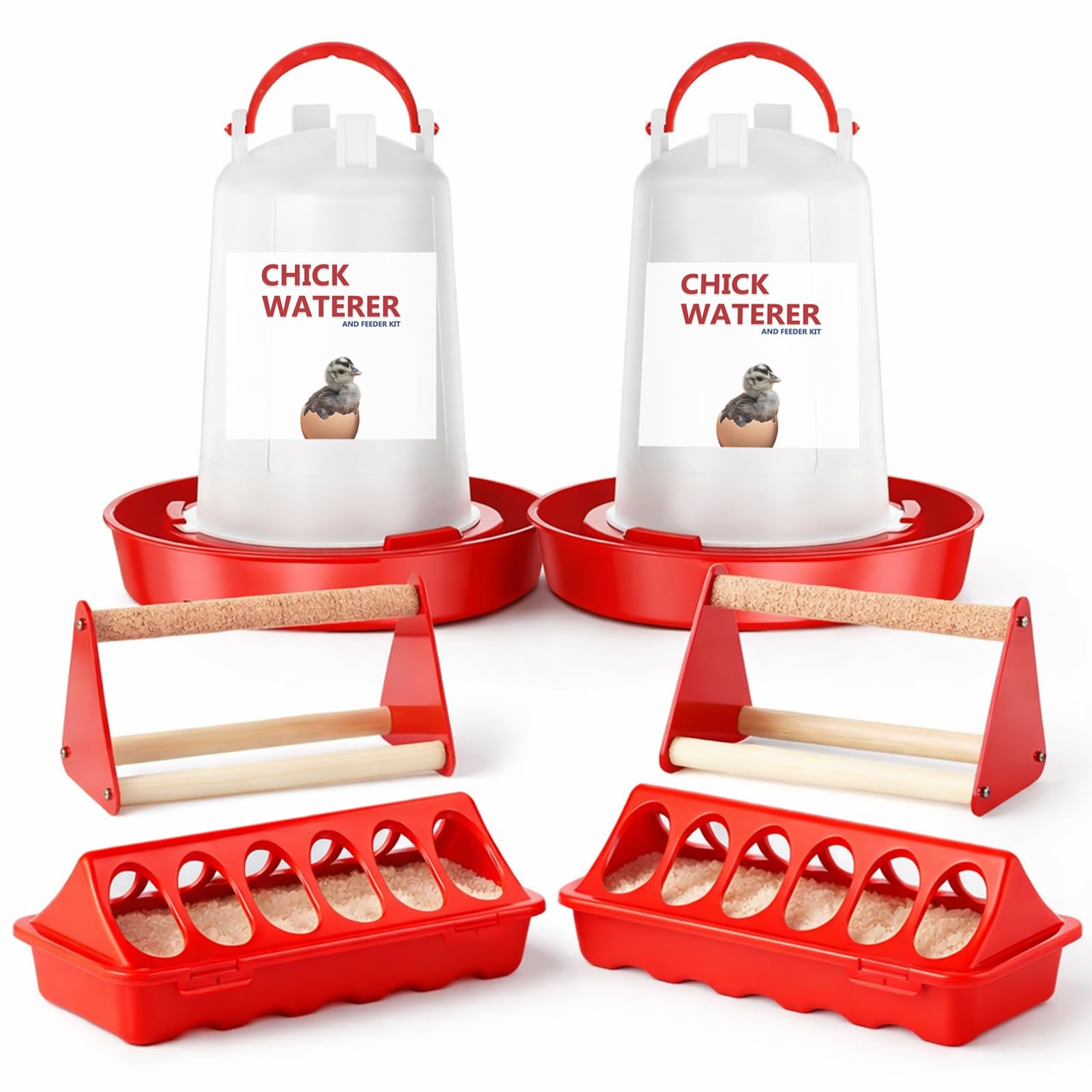 Weartfun chick feeder waterer kit front view for easy poultry care