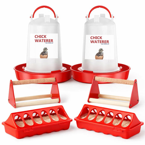 Weartfun chick feeder waterer kit front view for easy poultry care