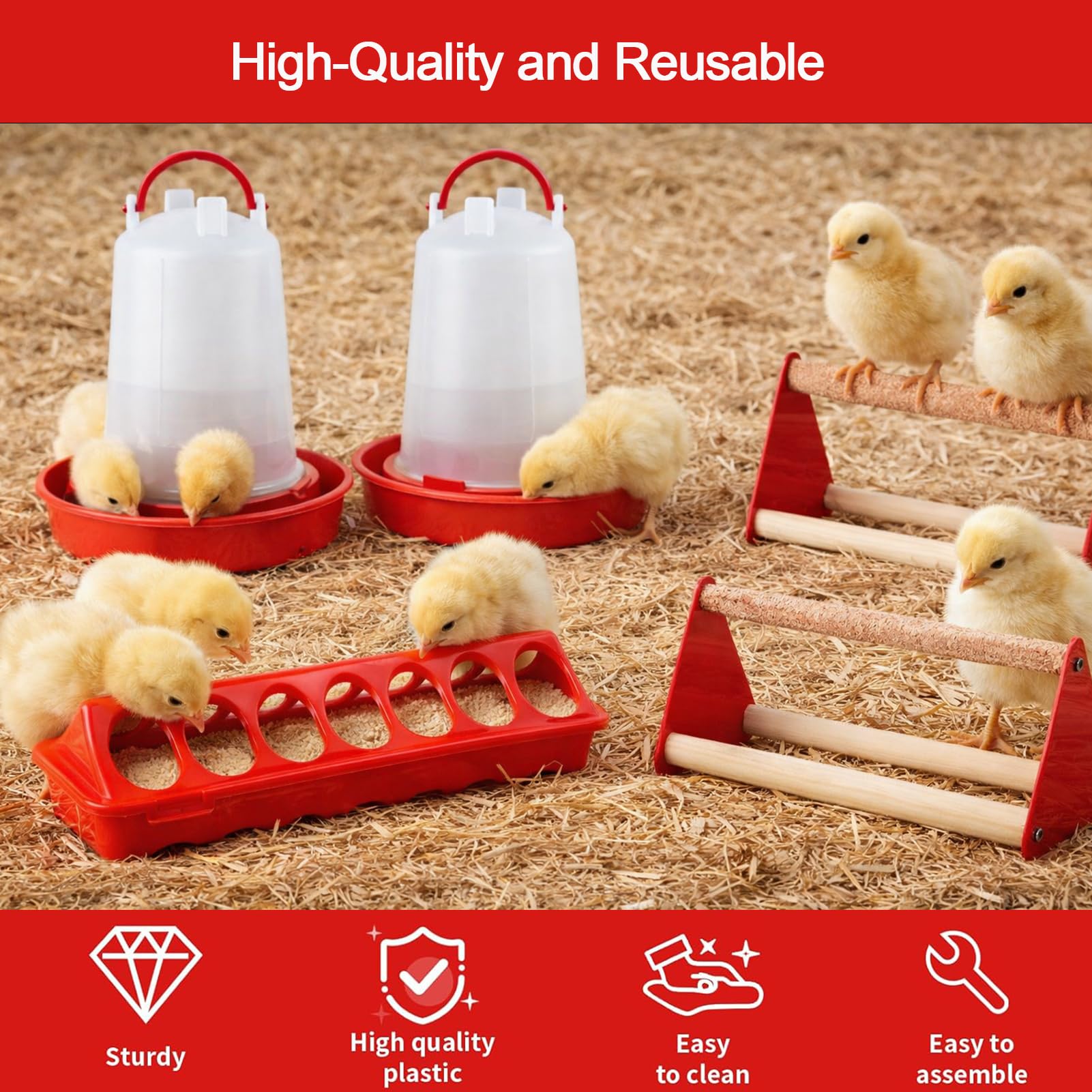 Weartfun wooden perches provide stable resting spots for chicks