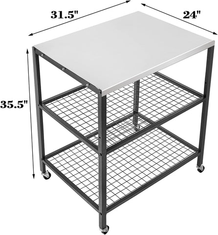 WEASHUME versatile cart for indoors or outdoors as prep or dining table.