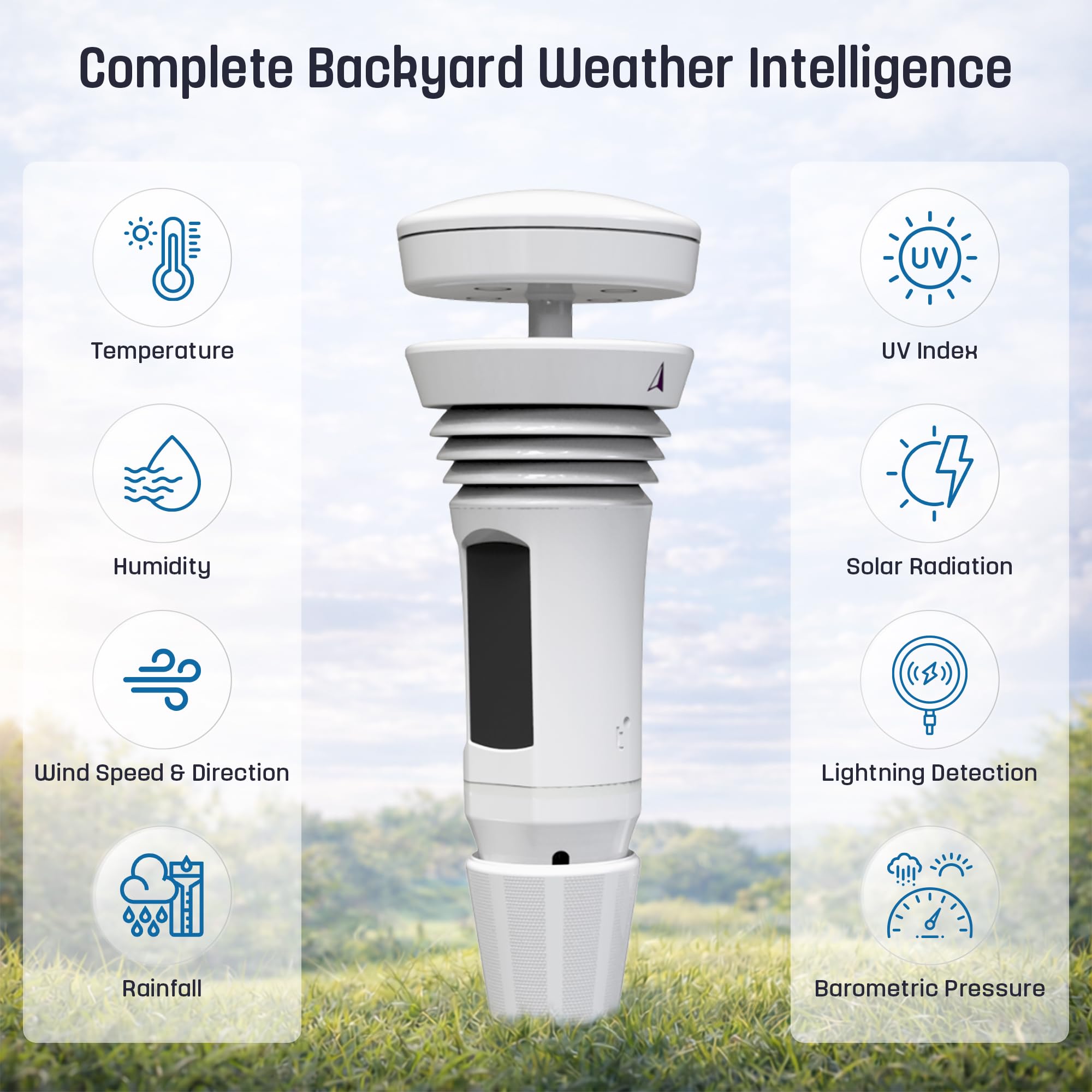 WeatherFlow Tempest solar outdoor sensor enables wireless updates up to 1000+ feet.