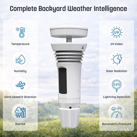 WeatherFlow Tempest solar outdoor sensor enables wireless updates up to 1000+ feet.