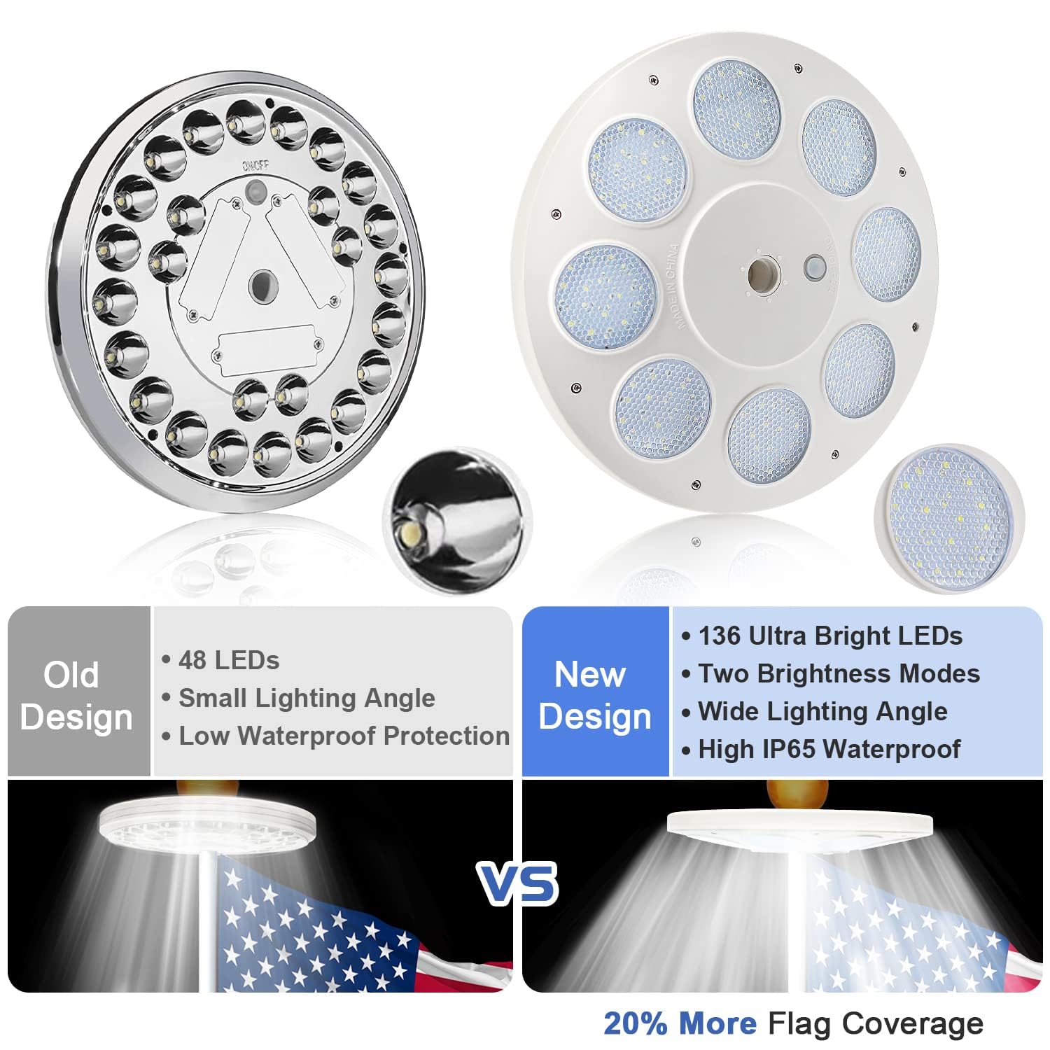 Weavelife solar flag pole light IP65 waterproof for weather