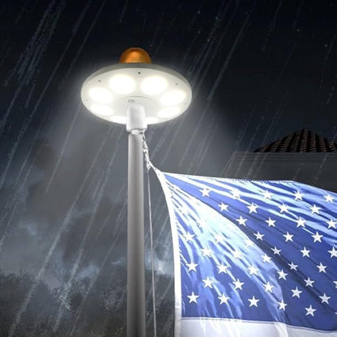 Weavelife solar flag pole light top-mounted illuminates flag at night