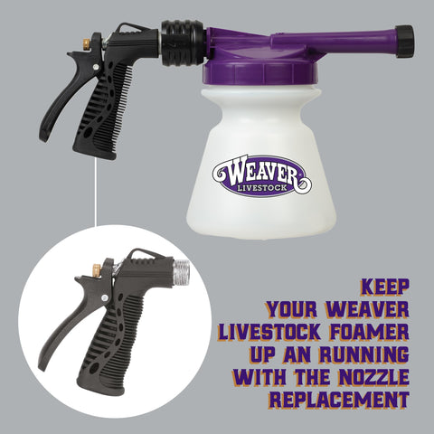 Weaver Leather animal wash nozzle targets belly and lower body for thorough cleaning