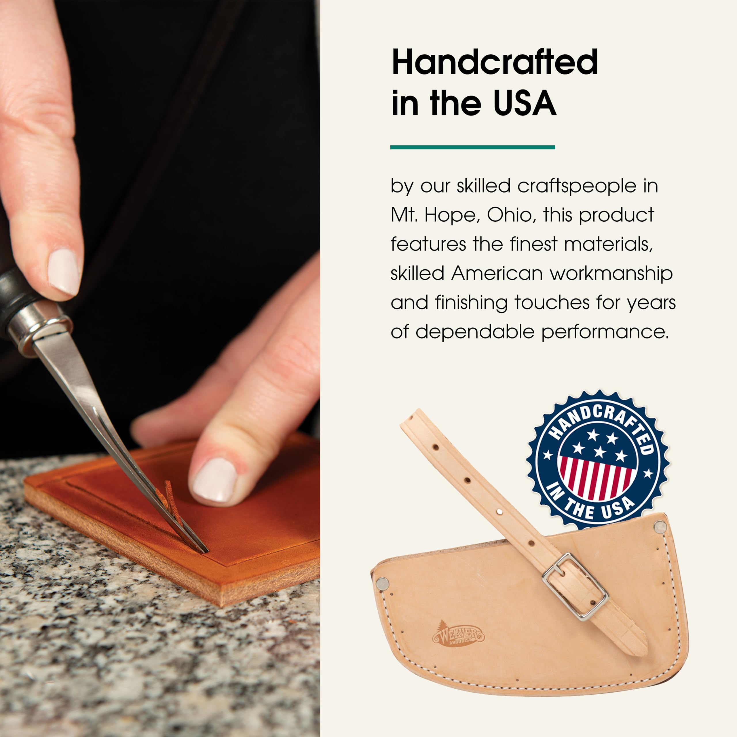 Weaver Leather Arborist Axe Guard tan blade-length compatibility up to 5-3/8 inches.