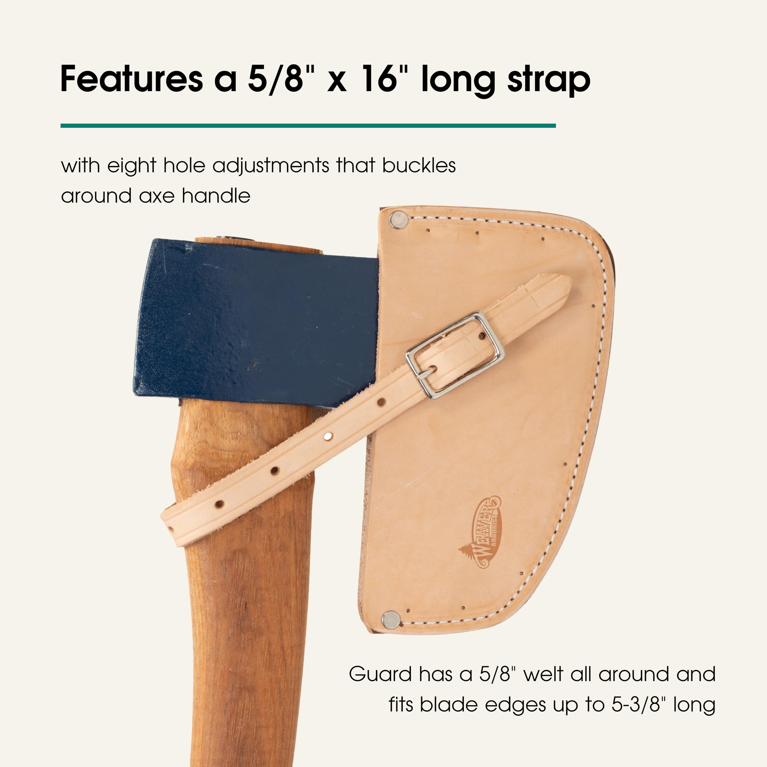Weaver Leather Arborist Axe Guard tan welt edge detail shows protective surround.