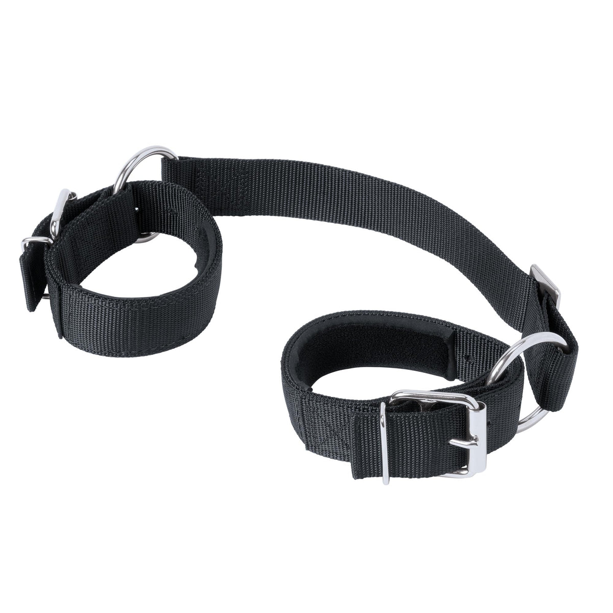 Weaver Leather deluxe cow hobble in black nylon with neoprene cuffs for comfortable restraint.