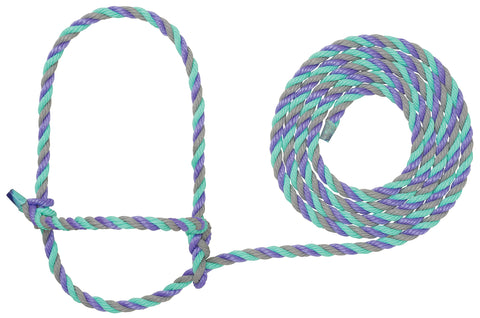 Weaver Leather Livestock Cattle Rope Halter front view, sturdy poly rope for daily handling.