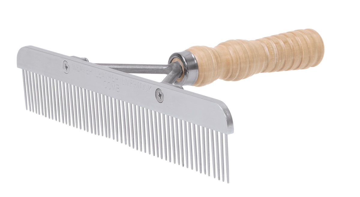Weaver Leather Livestock show comb with wood handle for gentle cattle grooming and secure blade control