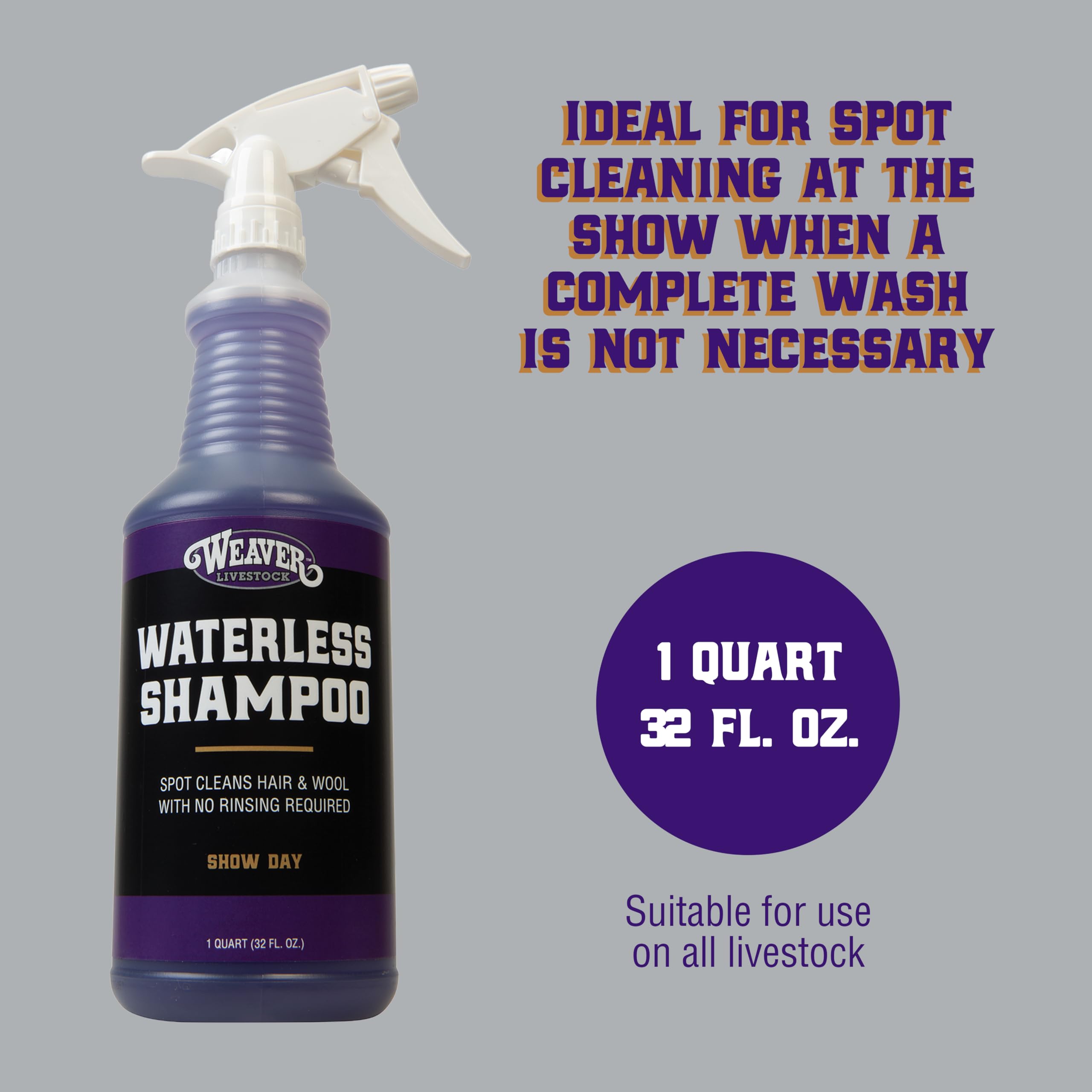 Weaver Leather Livestock Waterless Shampoo application on hair demonstrates fast stain lift.