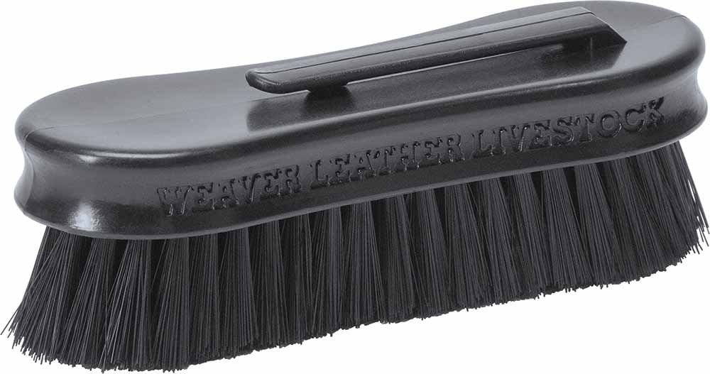 Weaver Leather small pig face brush in black for on-the-go touch-ups and blade cleaning.