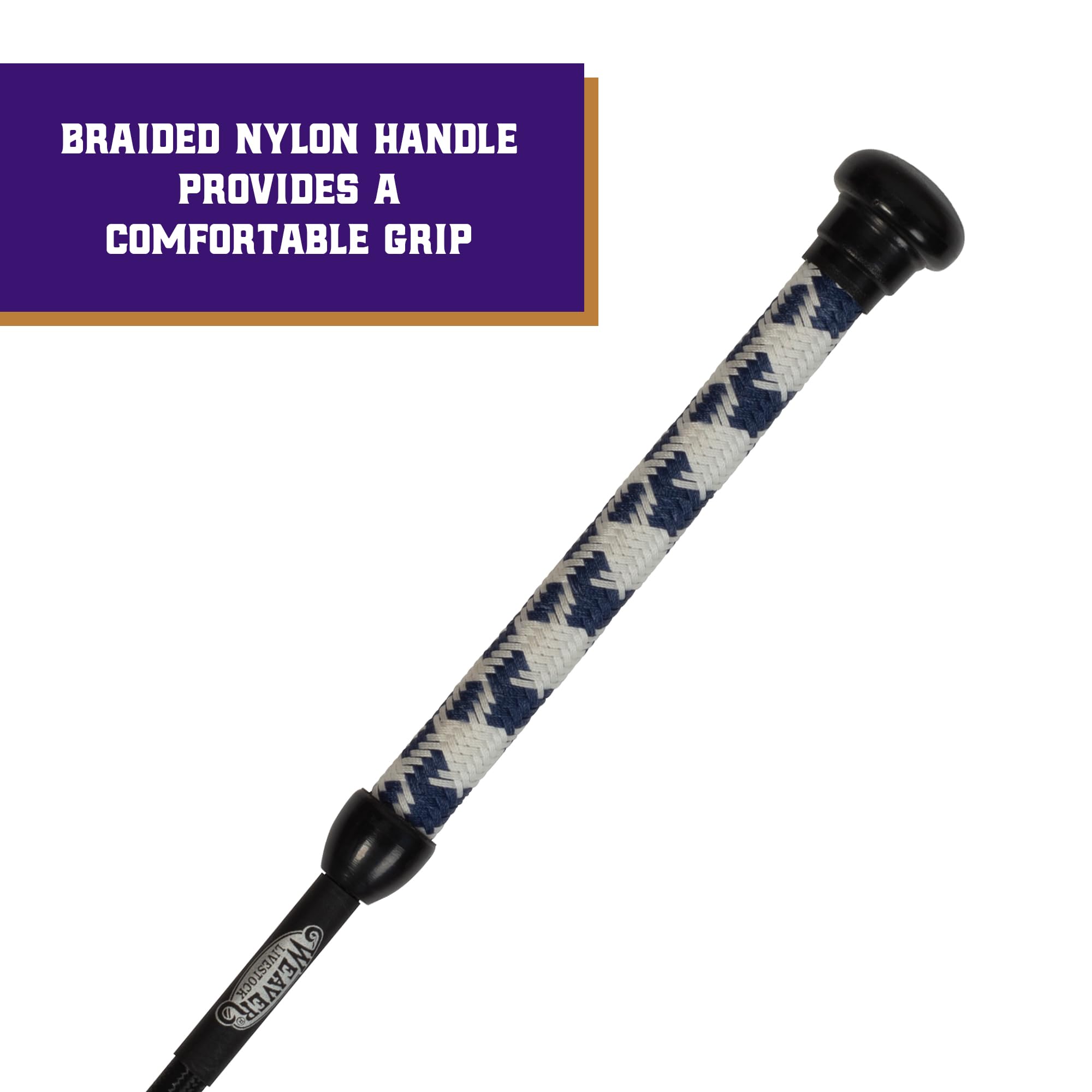 Weaver Livestock pig show whip with leather shaft delivering durable control
