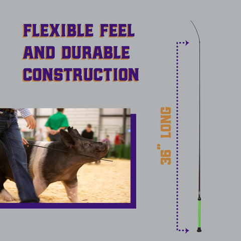 Weaver Livestock 36-inch pig whip ensures close, controlled reach in the ring