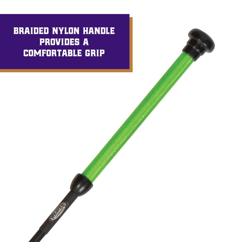Weaver Livestock pig whip with braided nylon handle for comfortable grip during training