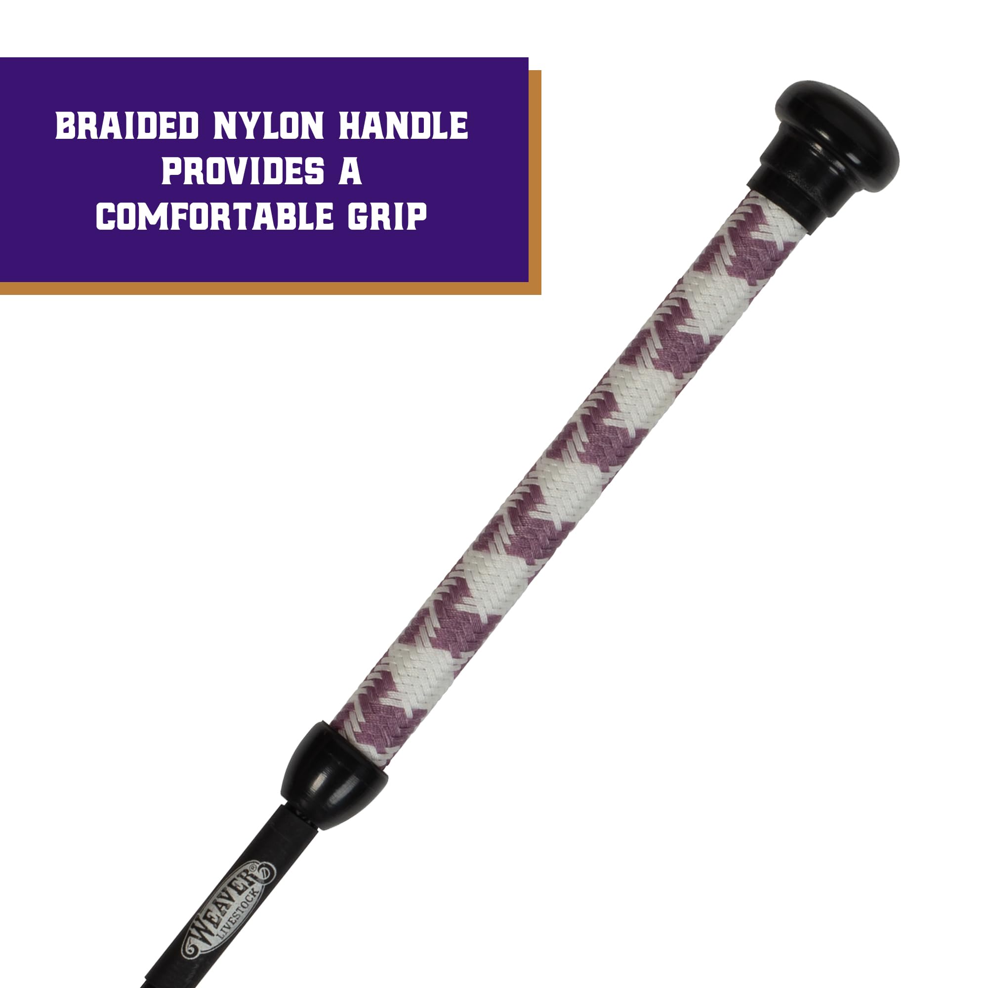 Durable leather shaft on Weaver Livestock pig whip for flexible guiding