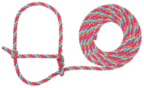 Weaver Livestock braided rope halter front view showing adjustable fit for cattle