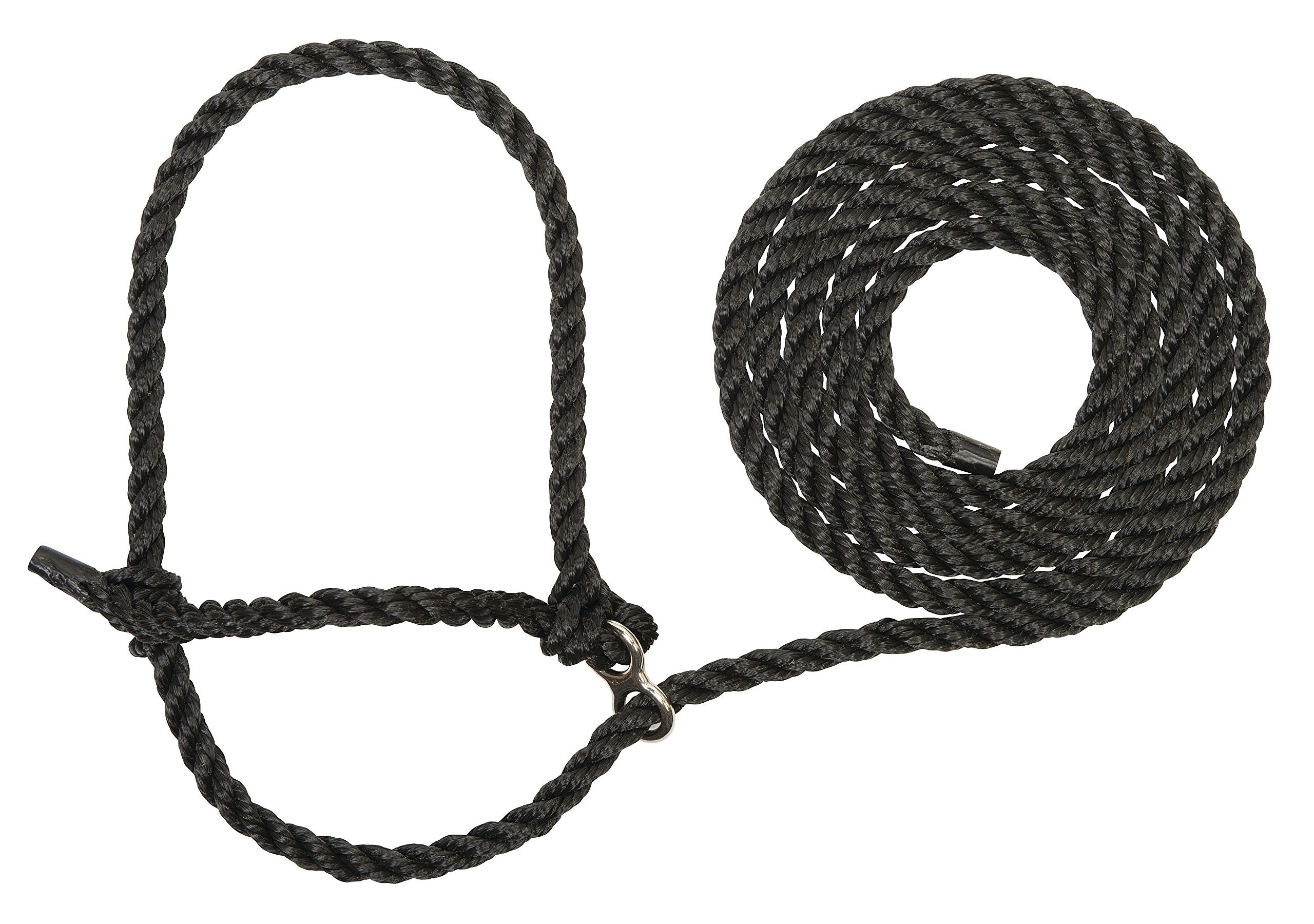 Weaver Livestock extra long breaking cattle halter with 14.5 ft lead for gentle, controlled handling.