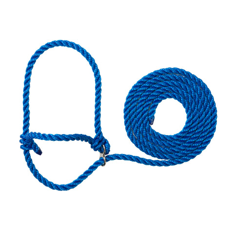 Weaver Livestock poly rope breaking halter with nose strap enables gentle handling during leading