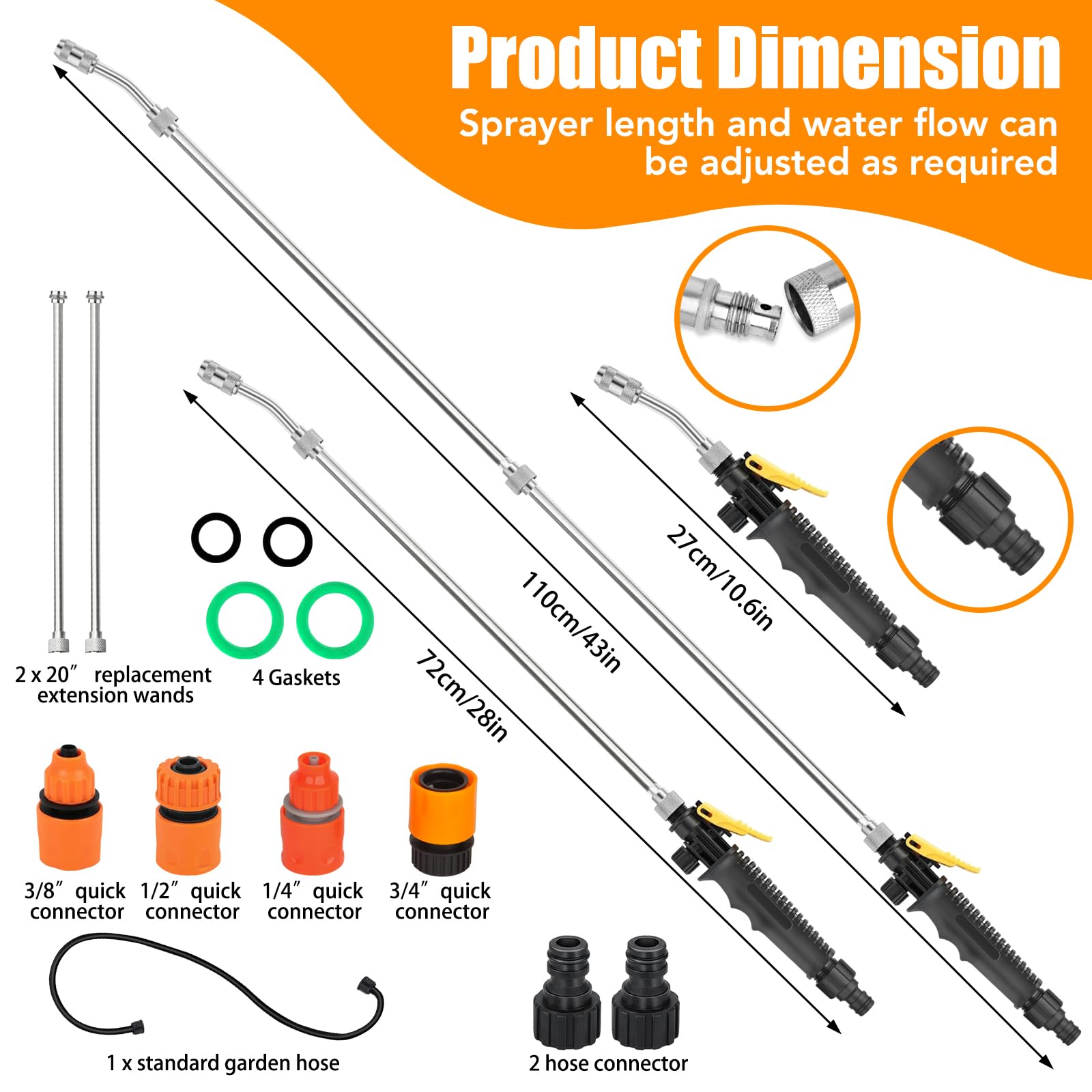 Weazinck adjustable-nozzle sprayer wand showing mist-to-stream control for delicate plants.