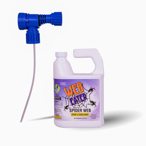 Web Eater 32oz bottle ready to spray cobwebs and spiders around outdoor surfaces.