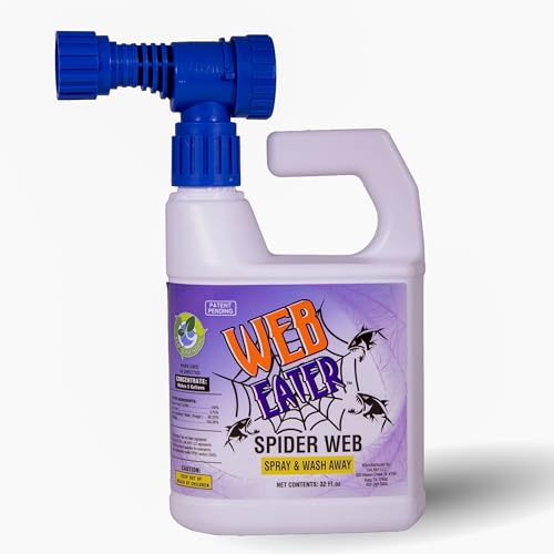 Web Eater nozzle attachment connected to hose for fast outdoor spraying.