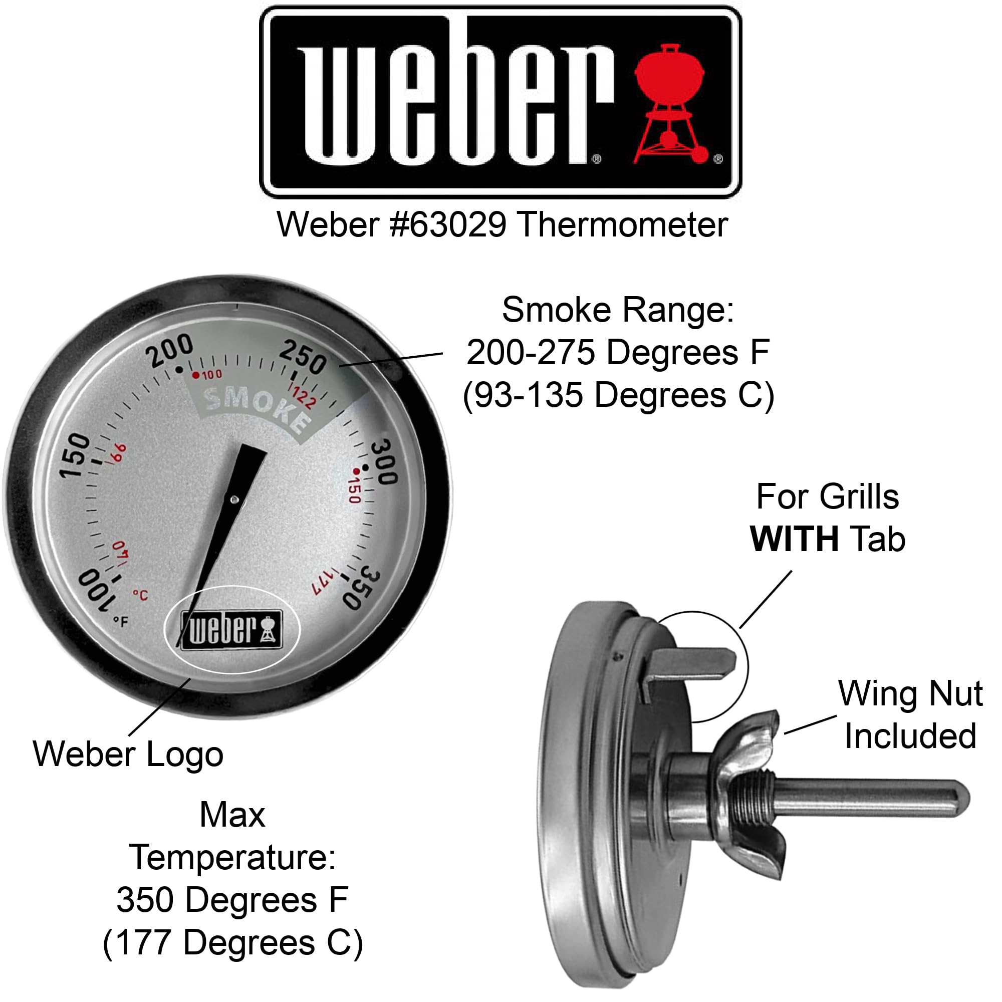 Weber 63029 dial-face close-up for precise heat control.