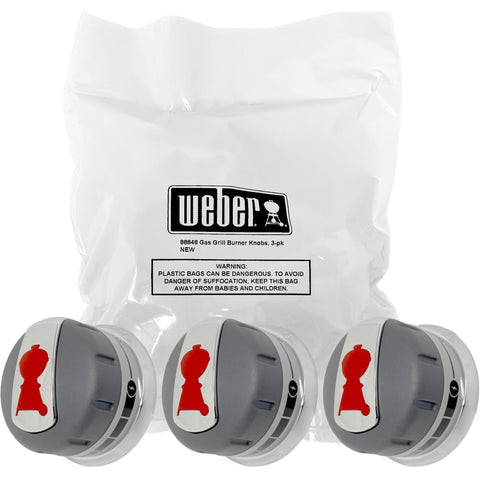 Weber 88848 burner knob set closeup for Genesis grills, easy replacement.