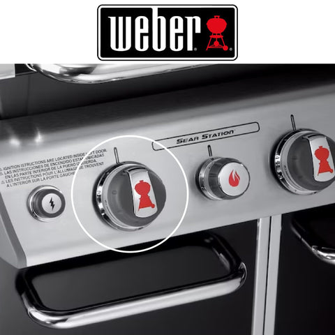 Weber 88848 knob closeup highlighting smooth heat control.