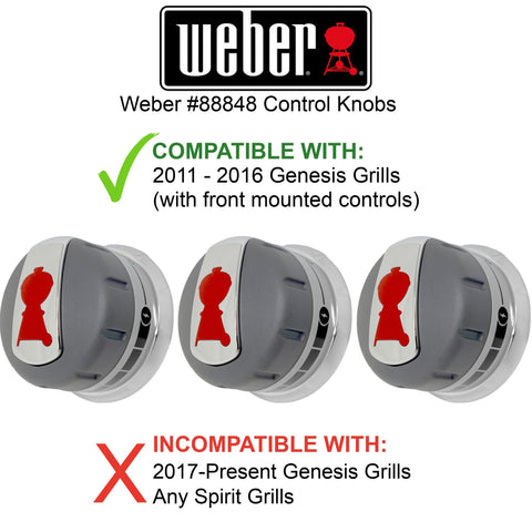Weber 88848 knob trio, compatible with Weber Genesis series.
