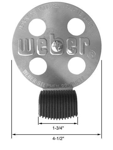 Weber Bar-B-Kettle damper kit installed on a kettle for precise temperature control.