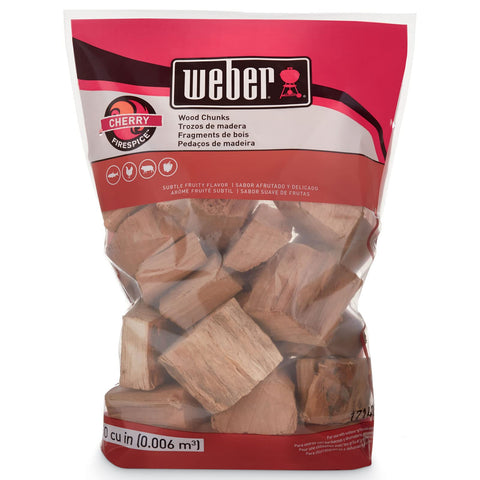 Weber Cherry Wood Chunks with poultry and pork for delicate fruit notes.