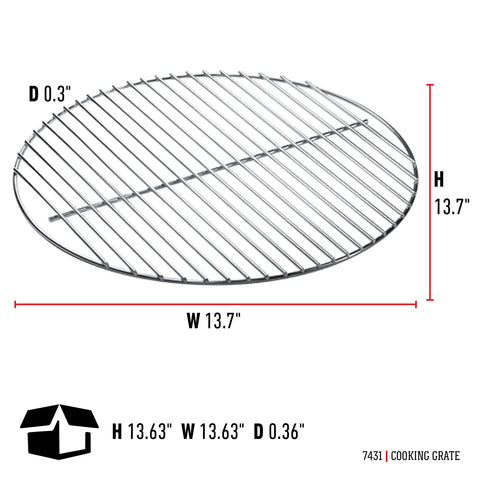 Weber cooking grate on 14-inch Smokey Joe Silver showing precise fit for steady heat