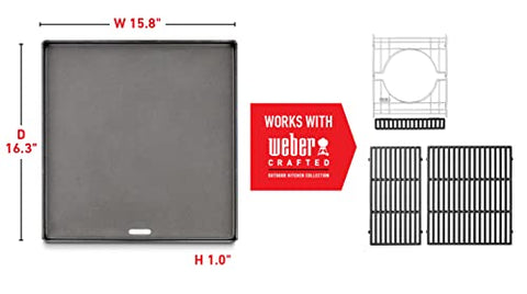 Weber Crafted flat-top griddle integrated with Weber grills for expanded outdoor cooking.